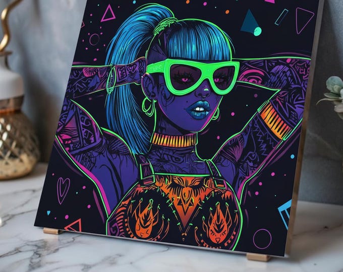 Vivid Voltage: Portrait of Power Acrylic Print | Luminescent Goddess Home Decor