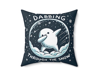 Festive Snow Dab Pillow | Winter Holiday Cushion
