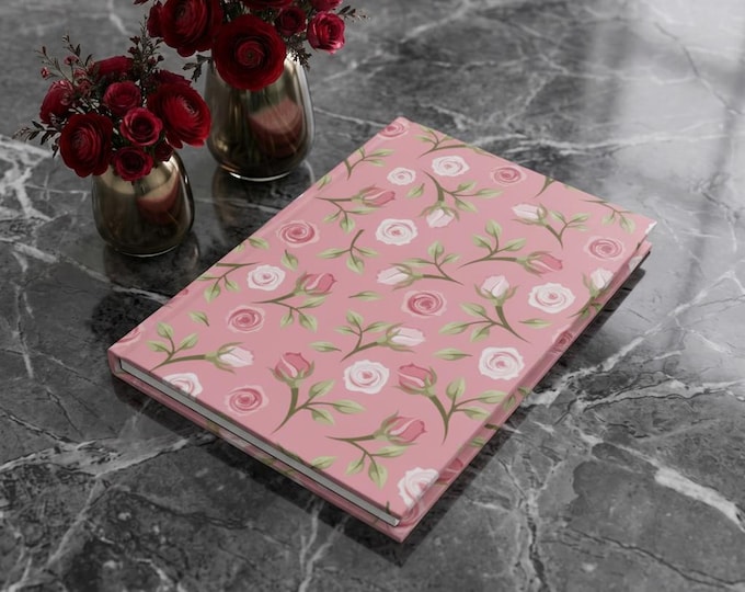 Floral Hardcover Journal: Elegant Rose Pattern Notebook