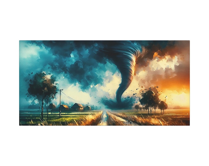 Tornado Canvas Wall Art: Natural Disaster Home Decor (30x15)