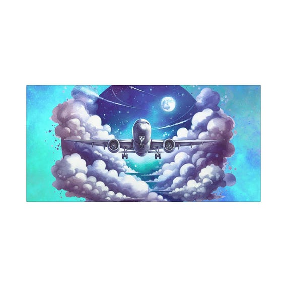 Aviation Dreamscape Canvas Wall Art: Airplane Decor for Dreamers (30x15)