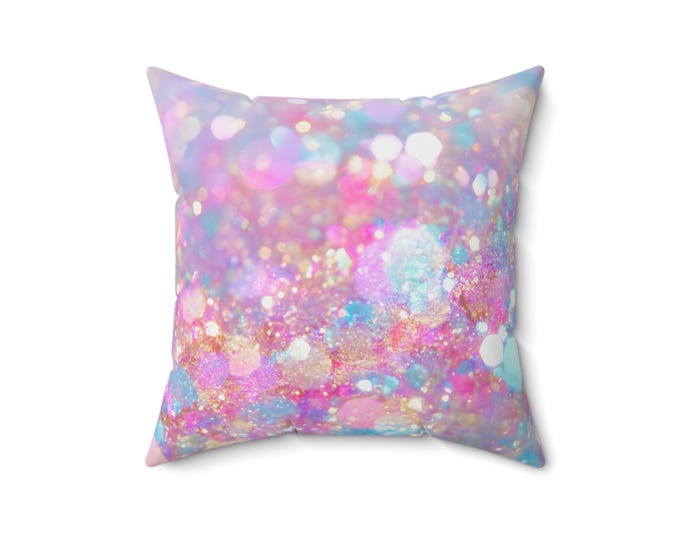 Pastel Glitter Bokeh Pillow | Square Decorative Pillow