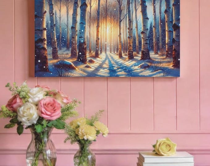 Winter Birch Forest Canvas | Stretched Matte Wall Art 1.25"