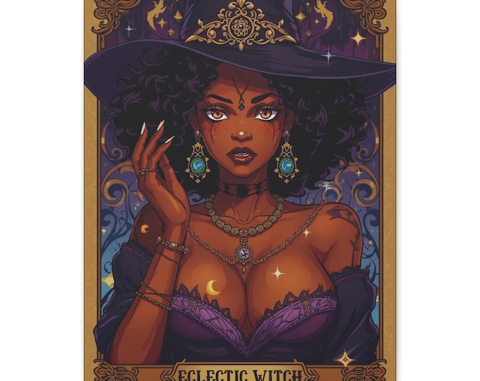 Eclectic Witch Canvas Wall Art: Gothic Witchy Decor, 16x20