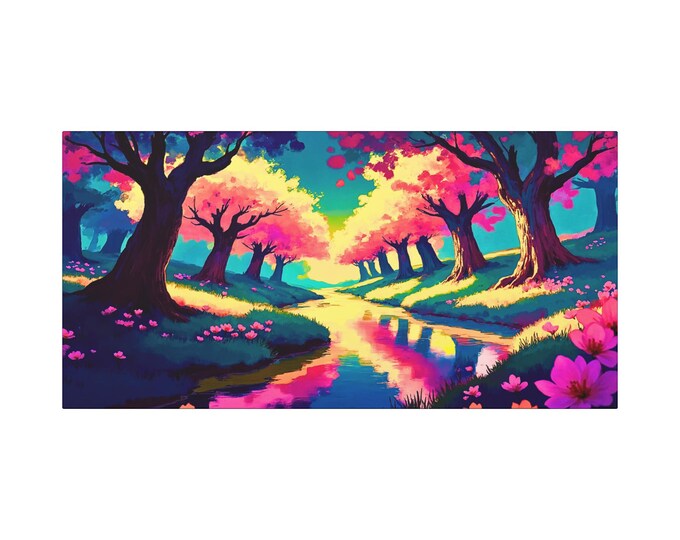 Magenta Lake Matte Canvas Wall Artwork | Abstract Botanical Accent