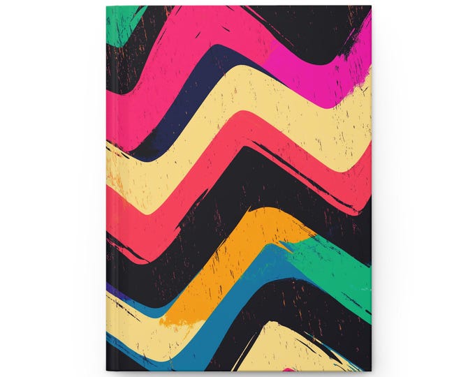 Colorful Retro Chevron Waves Hardcover Journal | Vibrant Abstract Notebook