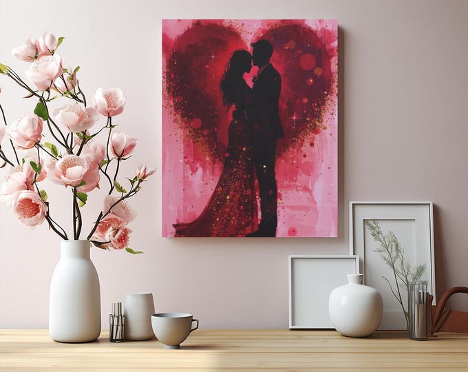Lovers Eternal Bond Abstract Matte Canvas Wall Artwork