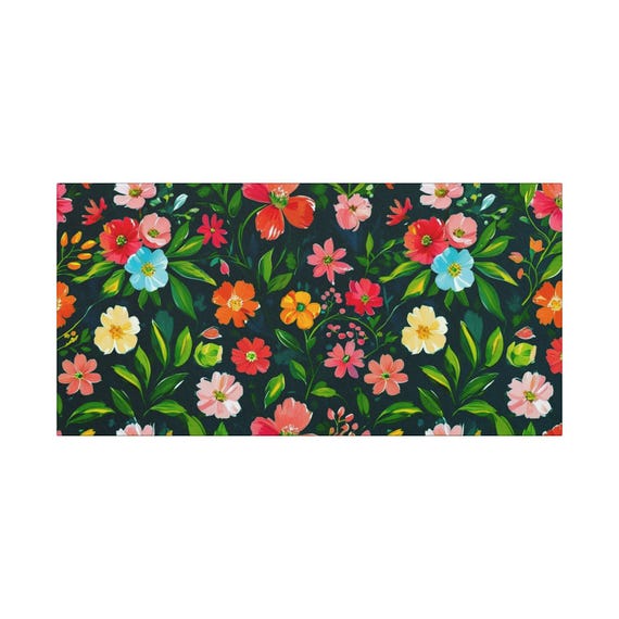 Floral Canvas Wall Art: Colorful Watercolor Flower Portrait, 30x15