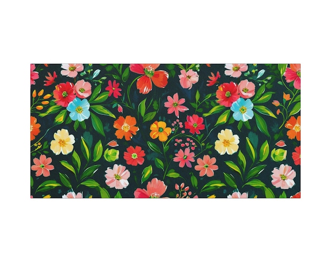 Floral Canvas Wall Art: Colorful Watercolor Flower Portrait, 30x15