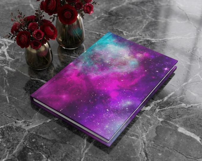 Galaxy Nebula Hardcover Journal | Purple Pink Teal Space Notebook