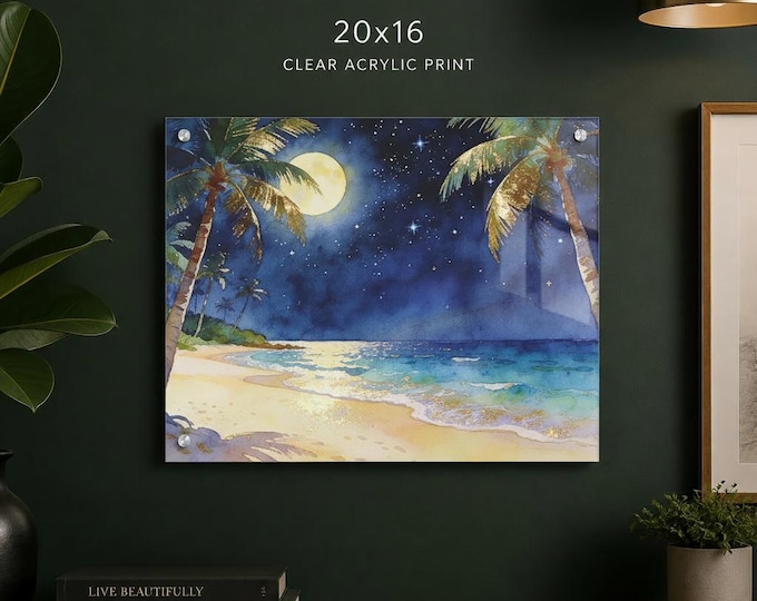 Shimmered Shoreline Acrylic Print | French Cleat Hanging | Sophisticated Wall Decor