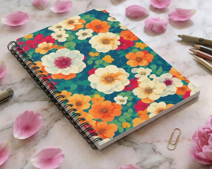 Vintage Floral Pattern Spiral Notebook | Ruled Notebook