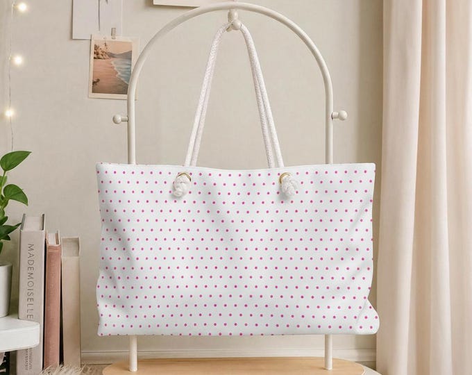 Pink Polka Pop Weekender Tote | Simple Tote Beach Bag