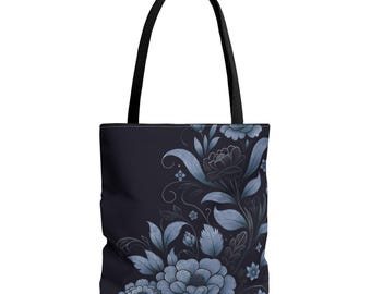 Floral Tote Bag: Stylish Reusable Shopper with Black Handles
