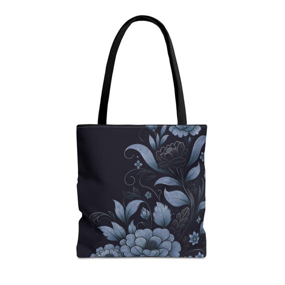 Floral Tote Bag: Stylish Reusable Shopper with Black Handles