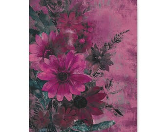 Floral Canvas Piece, Pink Flower Wall Art, Home Decor