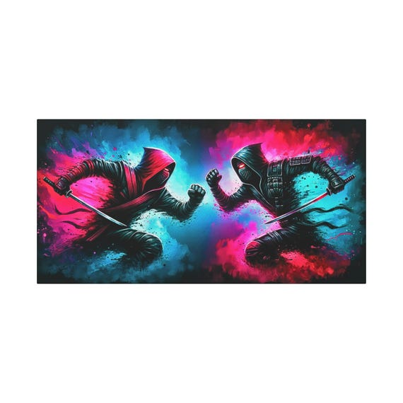 Ninja Warriors Canvas Art: Colorful Martial Arts Home Decor (30x15)