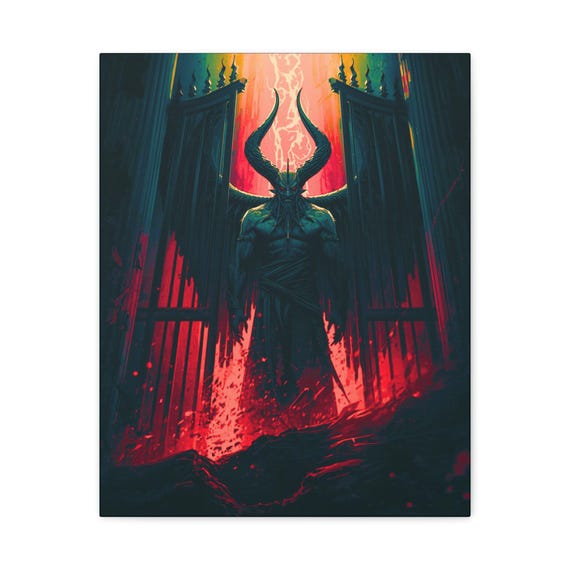 Gothic Demonic Scene Canvas Wall Art: Fantasy Horror Decor