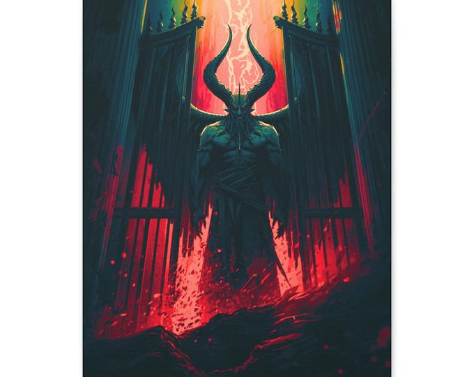 Gothic Demonic Scene Canvas Wall Art: Fantasy Horror Decor