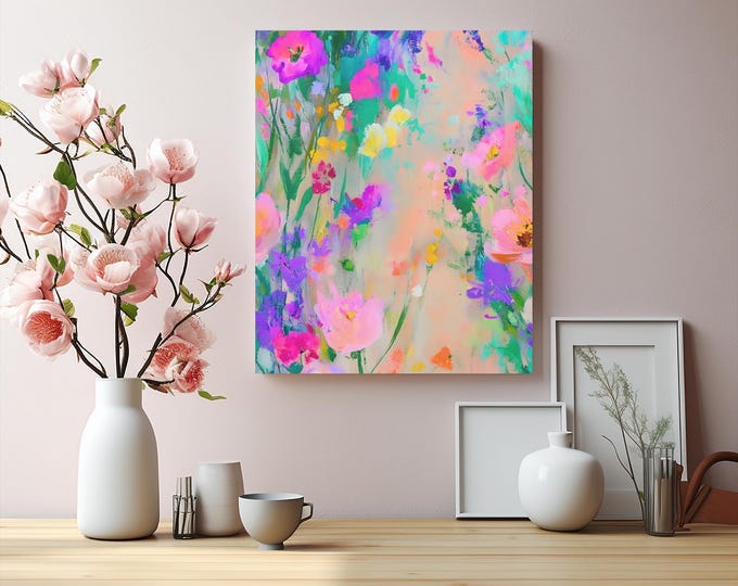 Abstract Watercolor Floral Matte Canvas 16x20
