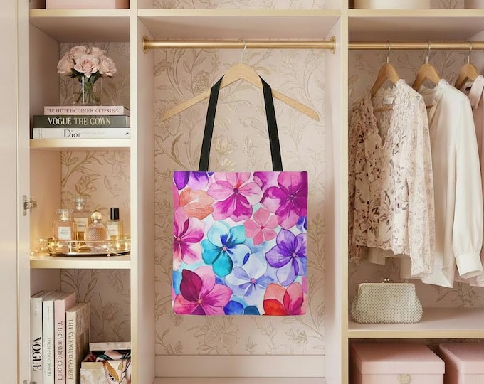 Colorful Watercolor Floral Tote Bag | Fierce Flower Shoulder Carry-All