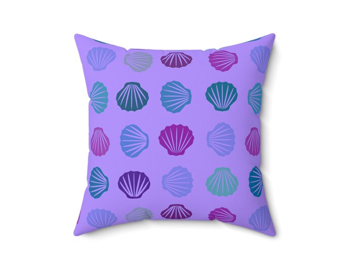 Seashell Square Pillow: Coastal Beach House Decor, 14x14
