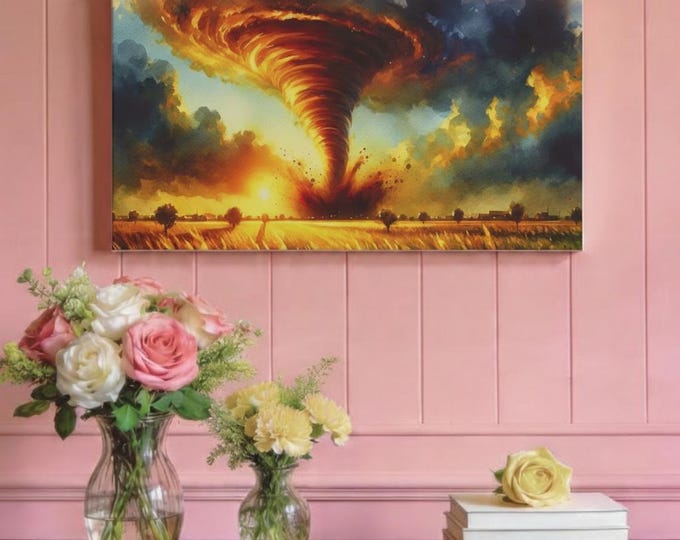 Infernal Tornado Canvas Wall Art: Dramatic Landscape Home Decor