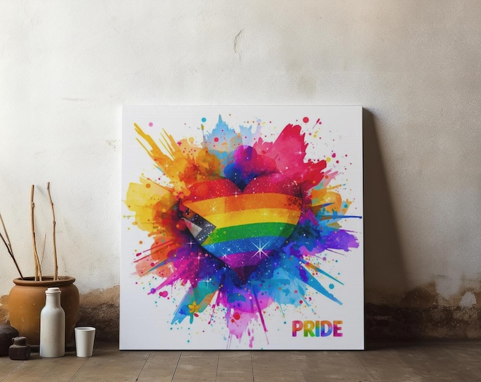 Love Always Wins Canvas Art: Inspirational Home Decor, Pride Inspired (14x14in Canvas Print