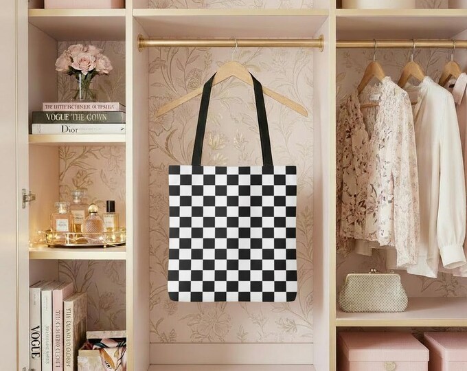 Black White Checkerboard Tote Bag | Tom-Boy Chic'
