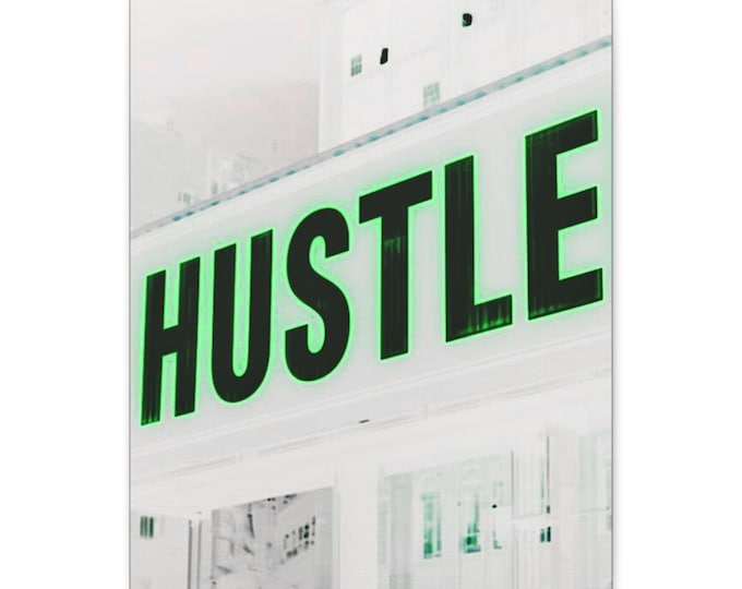 HUSTLE neon sign Canvas | Matte Stretched Wall Art