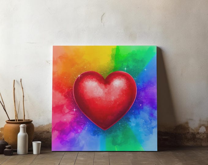 Colorful Hearts Canvas Wall Art: Vibrant Home Decor, Valentine's Gift