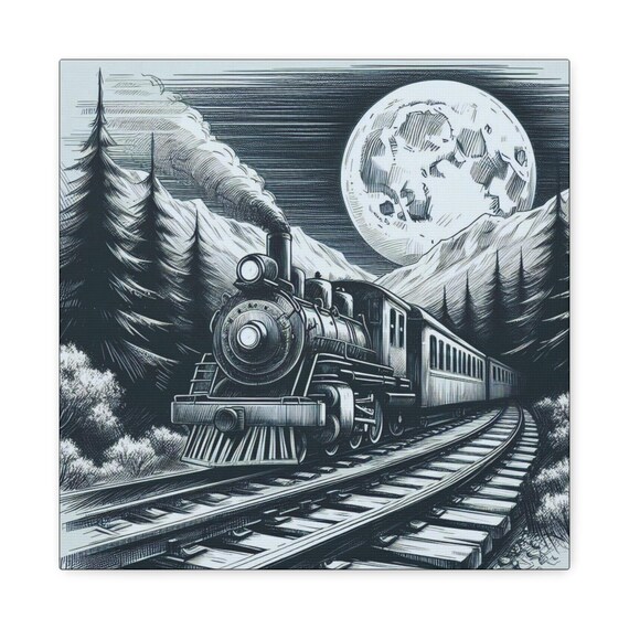 Vintage Steam Locomotive Canvas Art: Classic Americana Home Decor, 14x14