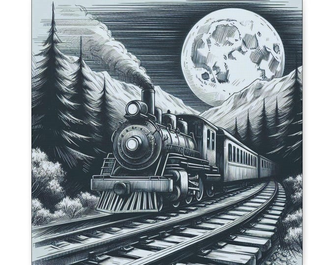 Vintage Steam Locomotive Canvas Art: Classic Americana Home Decor, 14x14