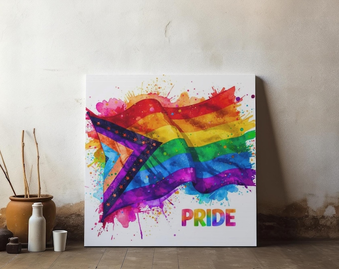 LGBTQ Pride Canvas Wall Art: Rainbow Colors, Sustainable Wood