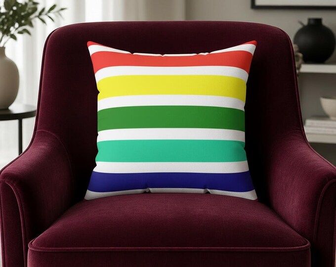 Rainbow Striped Spun Polyester Pillow: Vibrant Home Decor