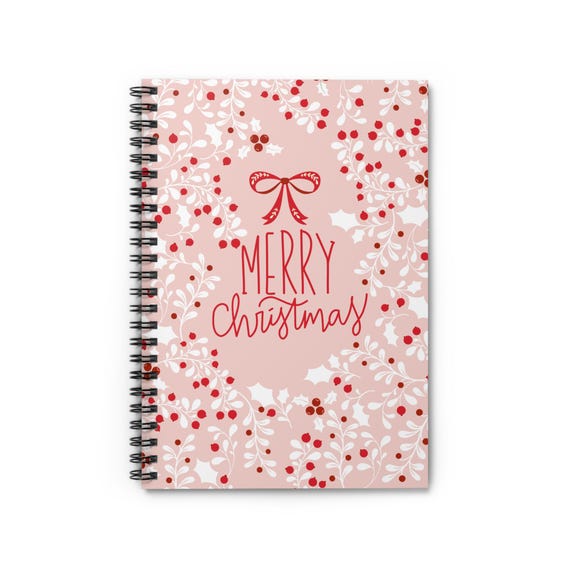 Merry Christmas Spiral Notebook: Floral Holiday Journal