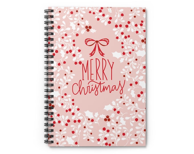 Merry Christmas Spiral Notebook: Floral Holiday Journal