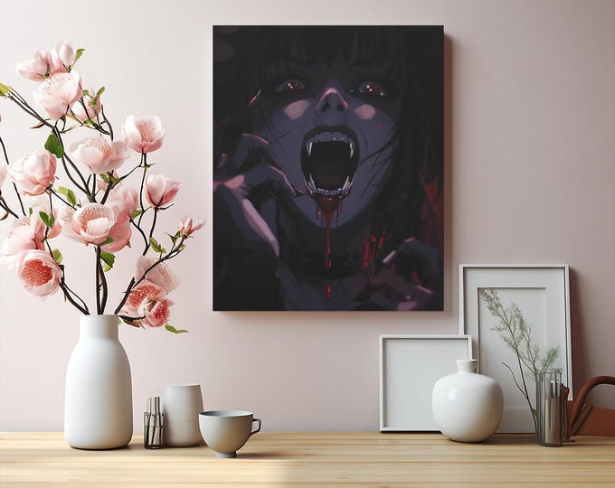 Gothic Vampire Matte Canvas Wall Art: Macabre Halloween Decor