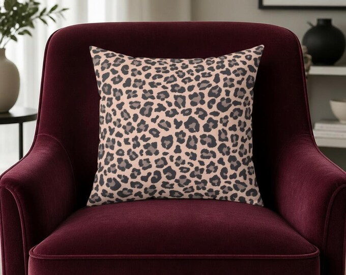 Leopard Print Throw Pillow: Chic Square Cushion, Living Room Decor