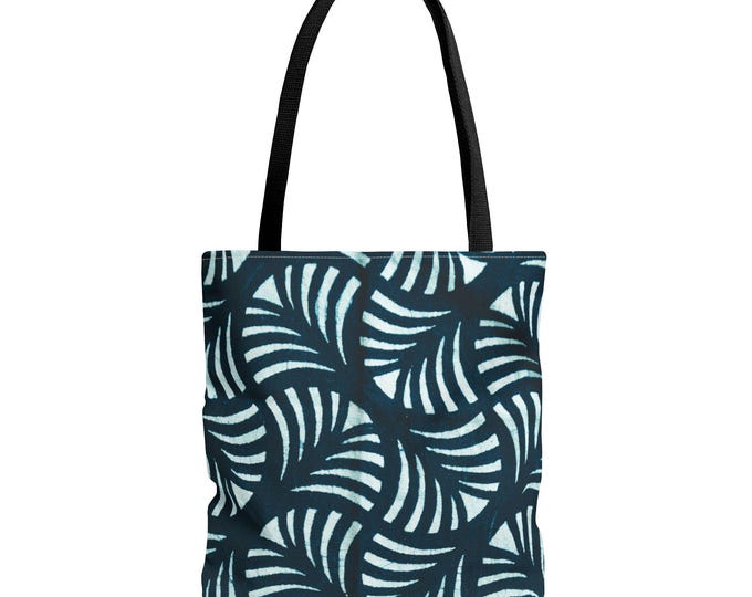 Spiral Wave Pattern Tote Bag | Nautical Swirl All-Over Print