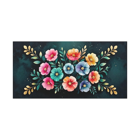 Carnations Floral Canvas Wall Art: Colorful Home Decor (30x15 Canvas Only)