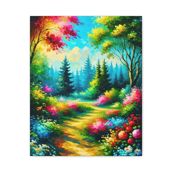 Secret Garden Canvas Wall Art: Nature Inspired Floral 16x20