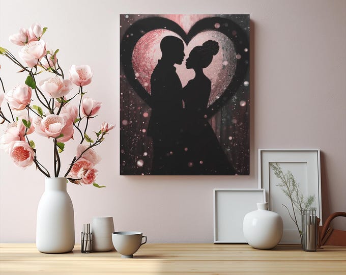 Romantic Couple Silhouette Canvas | Matte Stretched Wall Art
