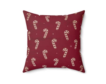 Candy Cane Holiday Pillow: Christmas Decor Accent - 16x16