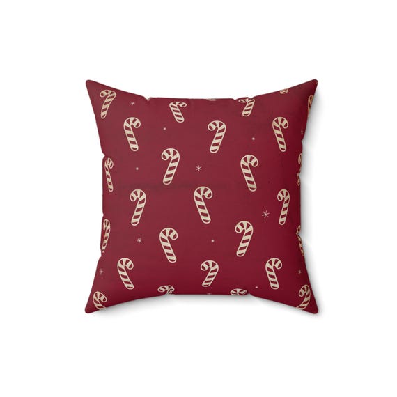 Candy Cane Holiday Pillow: Christmas Decor Accent - 16x16