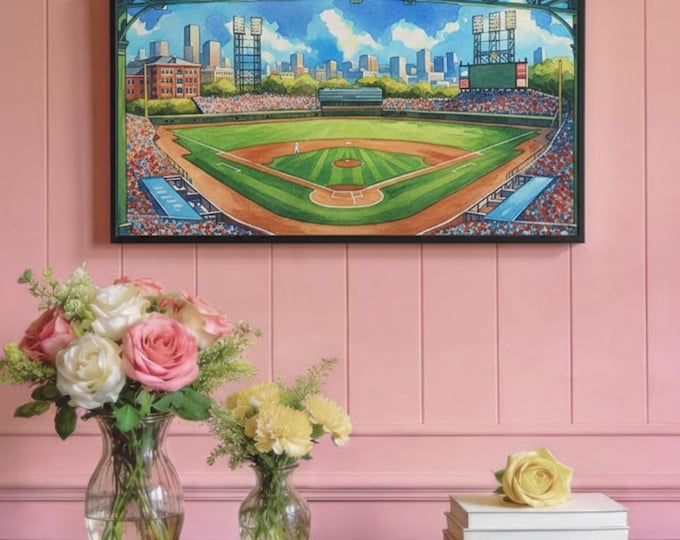 Baseball Stadium Canvas Wall Art: Sports Fan Man Cave Decor (30x15 Canvas Only)