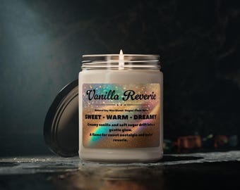 Vanilla Reverie Natural Soy Wax Candle Jar 9oz | Vanilla Scent | Hand Poured | Vegan