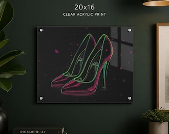 Neon High Heels Acrylic Print | French Cleat Wall Art