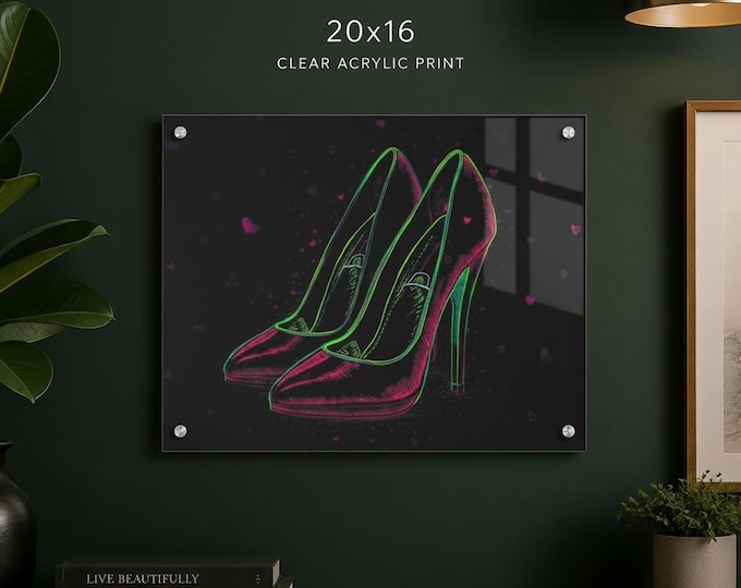 Neon High Heels Acrylic Print | French Cleat Wall Art