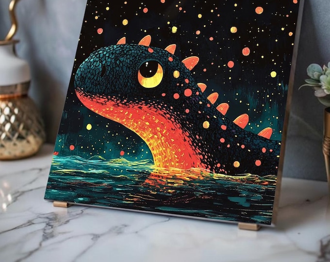 Friendly Sea Monster Acrylic Print | French Cleat Hanging